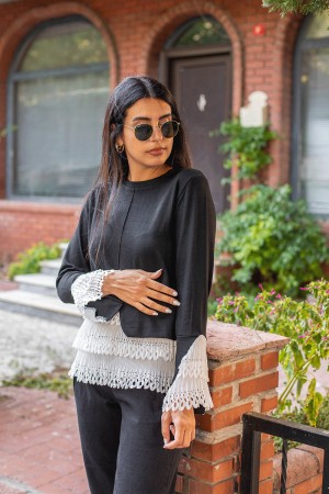 Black Under White Layer Detail Sweater