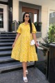 Yellow Daisy Pattern Front Buttoned Dress