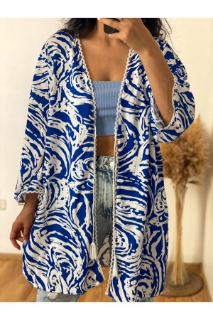 Blue White Patterned Kimono