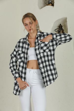 Black and White Checked Loose Shirt