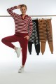 Brown V-Neck Striped Knitwear Set