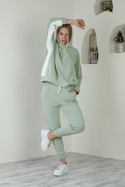 Mint Green Hooded Tracksuit Set