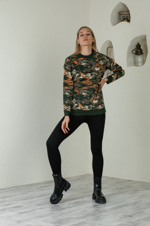 Green Mixed Patterned Original Brand Sweater