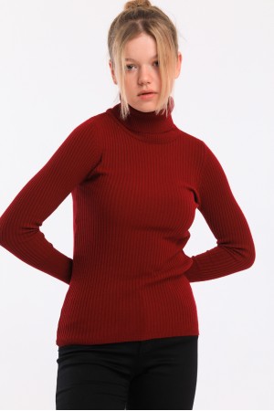 Burgundy Neck Knitwear Sweater