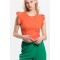 Orange Chain Detailed Knitted Blouse with Ruffled Sleeves