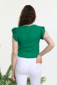 Yeşil Kolu Volanlı Zincir Detaylı Örme Bluz