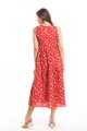 Red Daisy Pattern Sleeveless Dress
