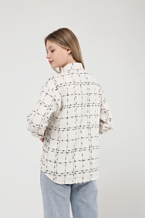 Plaid Pattern Thin Stamped Shirt